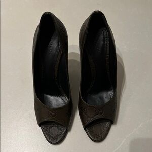 Gucci Olive Green GG Stiletto Heels